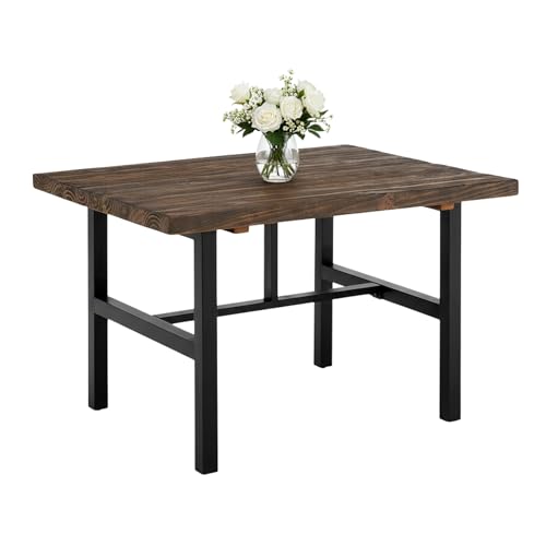 Alaterre Furniture Pomona Dining Table for 4 – Rustic Industrial 48-Inch Solid Wood Dining Table with Metal Legs for Kitchen or Dining Room (Rustic Brown)