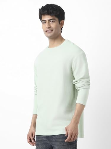Image of Urbano Fashion Men's Textured Round Neck Oversized Full Sleeve Cotton T-Shirt