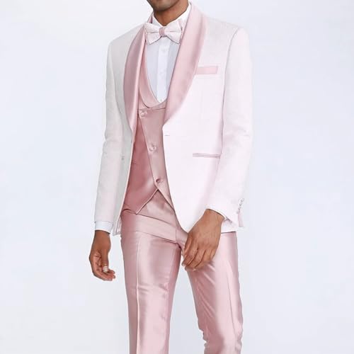 Jacquard Blazer with Satin Vest and Pants Men Suits Slim Fit 3 Piece for Wedding Groom Formal Dress2