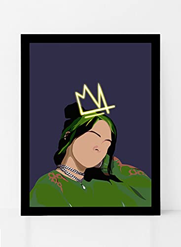Boomah Accessories Billie Eilish Minimal Illustration Art Poster with Frame (50x40cm)