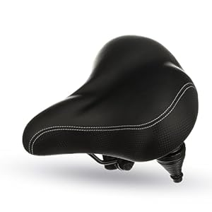 Bikeroo Extra Padded Bike Seat - Firm Comfortable Bike Seats for Men & Women - Compatible with Peloton, NordicTrack, Schwinn, Indoor Stationary Exercise Bikes - Wide Bicycle Seat Replacement Saddle