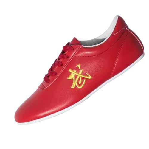 VEACAM Zapatos para Caminar De Tai Chi Kung Fu para Hombre Y Mujer Zapatos De Gimnasia De Entrenamiento Transpirables Antideslizantes Zapatillas Ligeras De Artes Marciales,Rojo,37 EU