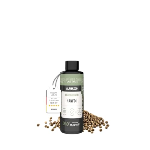 alphazoo Hanföl für Hunde 100ml – Premium Hanfsamenöl kaltgepresst – Unterstützt Immunsystem & Abwehrkräfte – Reich an Omega 3-6-9 für Haut, Fell, Gelenke & Vitalität