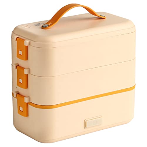 ZHJOPP Lonchera eléctrica, 1.5 L con recipiente extraíble de acero inoxidable 304, lonchera de vapor de 3 capas para el hogar, la oficina y la escuela (B)