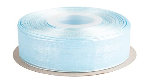 TEKDEERE 25mm Sheer Organza Ribbon,Blue Mist Shimmer Chiffon Ribbon for DIY Crafts Wedding Party Decorations Gift Wrapping Bridal Bouquets (45M) - Image 2