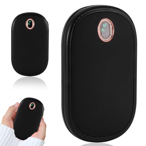 Calentador de manos eléctrico, 5000 mAh, USB, recargable, con indicador de temperatura, calentador de bolsillo portátil con 2 niveles de calor, regalo de invierno para mujeres, hombres, deportes al