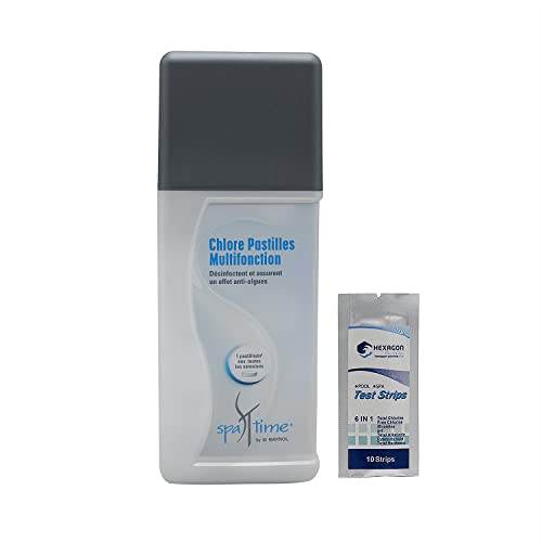 BAYROL SpaTime Chlore Multifonction Pastilles 20g - 1kg | Chlore Lent Stabilisé Multiaction - Désinfection Régulière Multifonction - Dissolution Lente + 10...