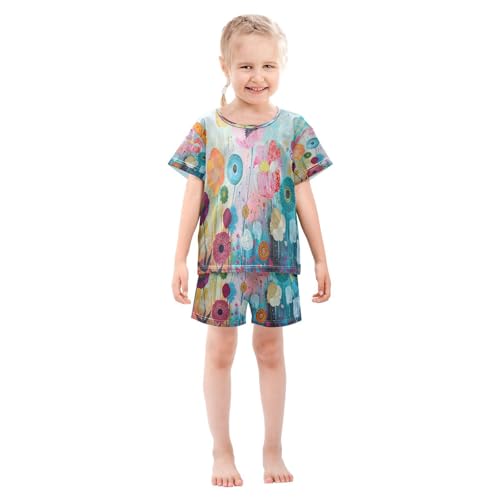 senya Short Sleeve Pajamas Sets Summer Cotton Sleepwear Giraffe Composed Flower3