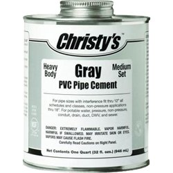 Christy RHBGLVQT Gray Heavy PVC Cement Low, 32 fl. oz.