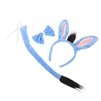 HAMPPLIES Costume Âne avec Oreilles Queue et Nœud Ludique pour Halloween Cosplay et Fêtes