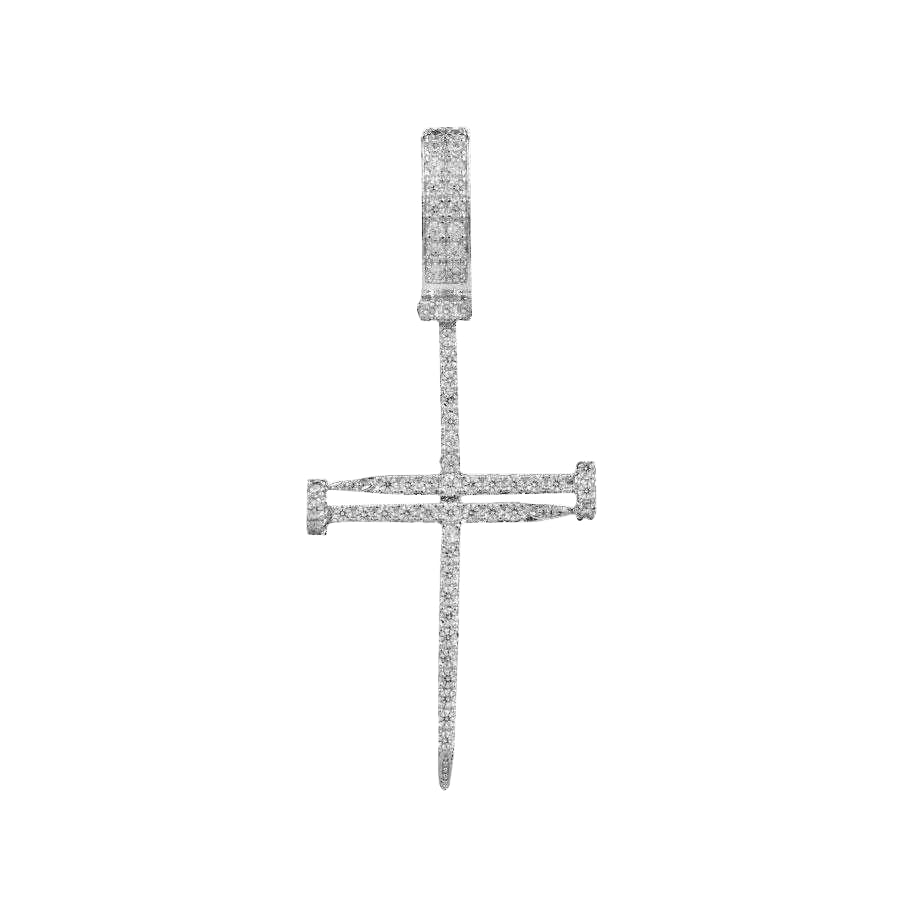 GLD Nail Cross Pendant - White Gold