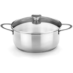 Ollas Y Cacerolas De Aluminio BRA Braisogona_A390354 Ancora - Cacerola, 22 cm, Acero Inoxidable 18/10, con Tapa de Cristal