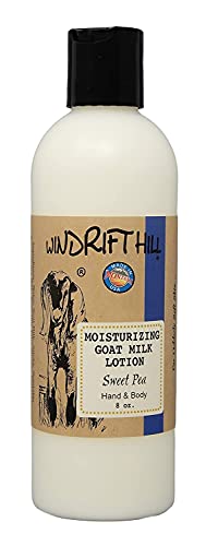 Windrift Hill (Sweet Pea) Moisturizing Goat Milk Hand & Body Lotion With Essential Oils 8 Ounce Bottle #TOP6