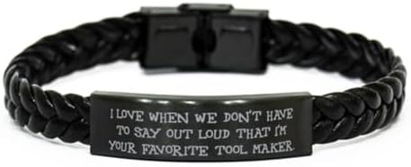 Love Tool maker Gifts, I Love When We Don't Have to Say Out Loud, Birthday Braided Leather Bracelet For Tool maker from Friends, Birthday present, Gift ideas for birthday, What to get for birthday, image 2