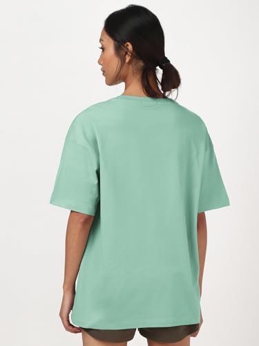 Image of Bewakoof Women's Solid Oversized Fit Half Sleeve Round Neck Cotton Jersey T-Shirt