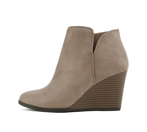 Image of Soda Ability - Mid Ankle Bootie w /Split Shaft and Zipper Stacked Wedge Heel