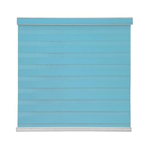 Image of Zebra Blind for Windows Dual Layer Zebra Roller Shades Light Filtering Sheer Window Treatments Privacy Light Control for Day and Night, Color Blue, W100XH150CM
