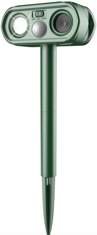 Solar Ultrasonic Animal Repeller Outdoor Sonic Fortress Pro Deer Repellent with Flash Light Motion Sensor to Keep Squirrel Out of Garden(1Pack)