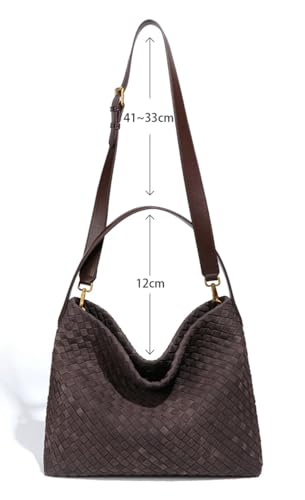 Slouchy Suede Woven Hobo Bags Women Trendy Suede Purse Crossbody Crescent Shoulder Satchel Bag Top Handle Tote Handbag3