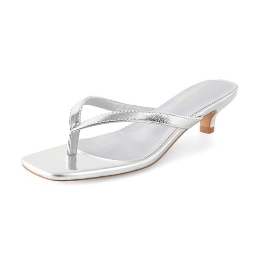 Image of Women's Flip-Flops Kitten Heels Thong Sandals For Women Square Toe Slip On Fashion Summer Dress Sandals