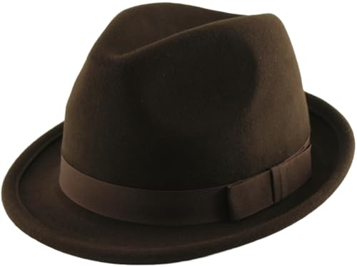 Chapeau Trilby en laine SSP marron pour homme en taille L 59 cm