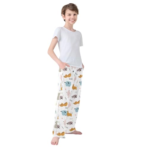 CaTaKu Boys Dog Cute Puppies Paws Pants for Boys Girls Wide Leg Sweatpants Kids Long Bottoms with Pockets Size 6-14Y3