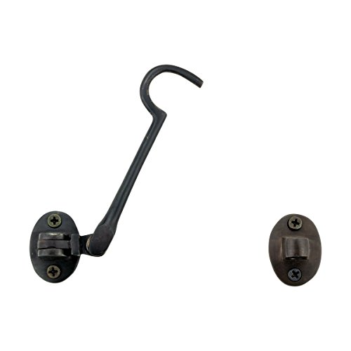 Renovators Supply Manufacturing Door Latch Lock 4 In. Brass Swivel Style Hook And Eye Latch For Door In Oil Rubbed Bronze Finish With Mounting Hardware #TOP2