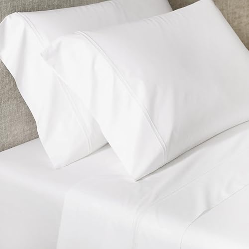 Victorio & Lucchino V&L Juego de Sábanas de Hostelería 100% Algodón Blanco – Suaves, Transpirables y Resistentes – Incluye Encimera, Bajera Ajustable y Funda(s) de Almohada | Cama 150cm (1 Almohada)