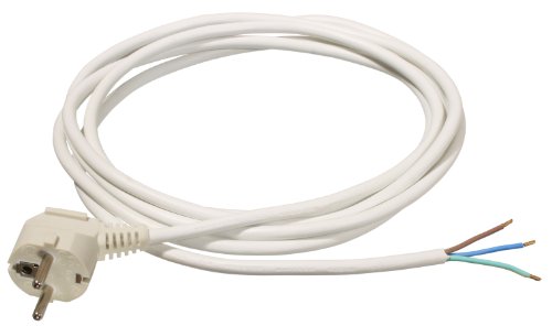 as - Schwabe Anschlussleitung 3 m H05VV-F 3G1 0 Verbindungskabel Schutzkontaktwinkelstecker mit Leitung Anschlusskabel 30 mm abgemantelt mit Aderendhülsen Stromkabel 230V 10A IP20 Weiß 70833