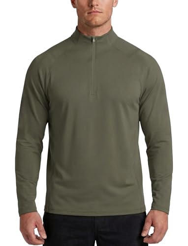 Amazon.com: Zengjo Mens Quarter Zip Athletic Pullover Shirt(Army
