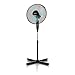 MPM MWP-17/C Ventilador de pie oscilante, 42 cm, Altura Ajustable, 3 velocidades, Negro, 50W, 40 W, plastico Libre de BPA