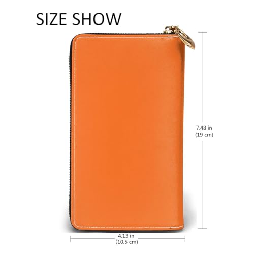 NasturtiumJLH Orange Leather Wallet for Women Long Coin Purse Ultra Slim Credit Cards Holder Bifold Clutch2
