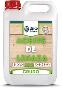 BRICOSALVAJE Aceite de Linaza CRUDO para la Madera | Ladrillo, Terrazo, Teja | Nutrición | Ecológico (1 Litro)