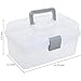 MyGift 10.2 Inch Transparent Plastic Empty Multipurpose Tackle Box with Gray Handle and Removable Tray for Tools, First Aid, Sewing Kit, Arts Crafts Supplies Storage