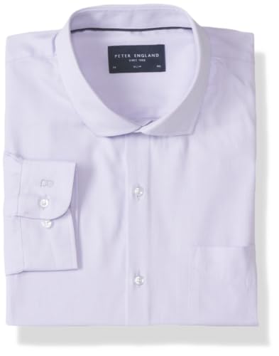 Image of Peter England Men's Classic Textured Slim Fit Full Sleeve Shirt | Wonder Fabric | Cotton Rich | Premium Dobby