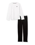 Tommy Hilfiger Jungen Ls Pant Jersey Set Pyjamaset, White/Black, 14-16 Jahre