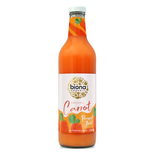 Biona Organic Carrot Juice 750ml, Pack of 6 - Immediately Pressed After Harvest - Recyclable Glass Bottle - Not From Concentrate - No Added Sugar - Vegan