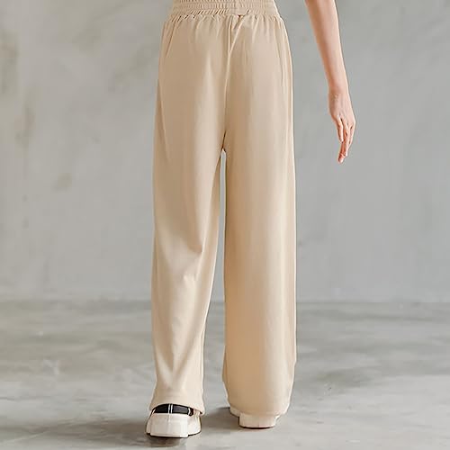 Betadog Girls Wide Leg Pants with Pockets - Elastic High Waist Straight Leg Loose Solid Pants for Kids Outdoor 3-12 Years4