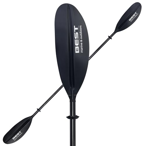 Best Marine and Outdoors Paleta de kayak, eje de fibra de carbono y cuchillas de polipropileno reforzadas con fibra de vidrio, paletas ligeras para adultos