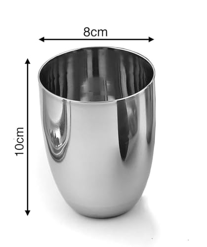 Image of Glass Set | Premium Heavy Guage | Silver Mirror Polish | Break Resistant | Gifting Item | 350ml | Set of 6 (Polished)