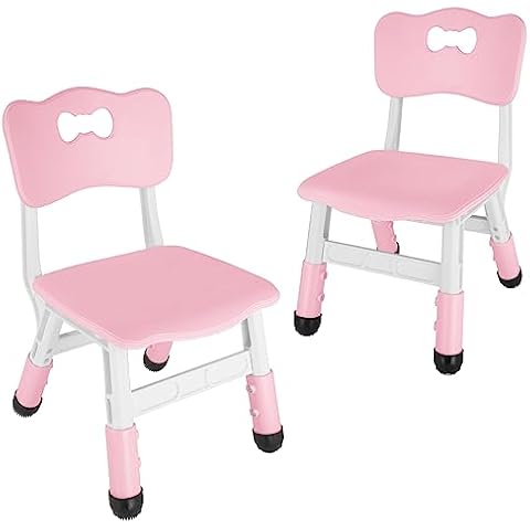FUNLIO Adjustable Kids Chair (2pcs), 3 Level Height Adjustable Toddler Chair for Ages 3-8, Sturdy Child Chair with Maximum Bearing 220lbs, for Classrooms/Daycares/Homes, CPC & CE Approved - Pink Cover