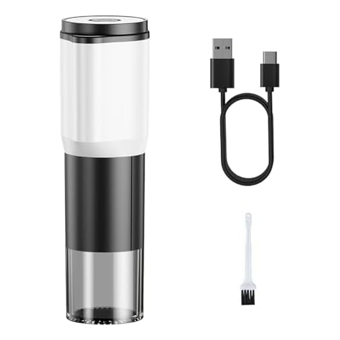 T-mark Single Person Portable Conical Burr Coffee Grinder, Small Cordless Electric Bur Grinder, Portable One Touch Electric Coffee Bean Grinder with Clean Brush for Travel, Camping, Office Cover