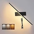 LED Plug Wall Sconces, with 6W Mounted Reading Lights, 3 Color Temperatures, with 6FT Plug in Cord and On/Off Switch on The Cord, 330°Rotation Wall Lamps, for Bedroom Headboard Living Room (black)