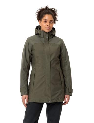 VAUDE Skomer II Winterparka Damen – Winterjacke Damen wasserdicht, winddicht & atmungsaktiv, wattierte Outdoorjacke Damen mit PrimaLoft Isolierung & Eco Finish – in khaki, Größe: 44
