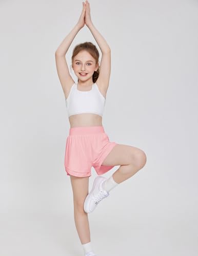 Zaclotre Short esportivo feminino com bolsos, cruzado em camadas triplas, 2 em 1, shorts esportivos