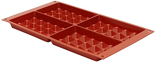 Silikomart | SF155 Moule en silicone pour monoportions WAFFEL CLASSIC, antiadhésif, 4 cavités, paquet de 1 Moule à gâteau, 130 x 81 h 17 mm 4 x 137 ml...
