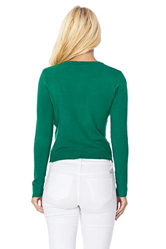 Yemak Women's Knit Cardigan Sweater – Long Sleeve Crewneck Basic Classic Casual Button Down Soft Lightweight Knitted Top Mk0179-Wht-S White #TOP5