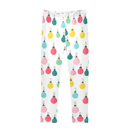 KLL Colorful Christmas Light Bulbs Little Girls Active Leggings Stretchy Full Length Sweatpants Gym