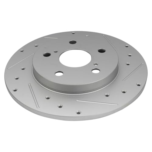 Image of TRQ Performance Rear Brake Pad and Rotor Set Ceramic Coated Drilled Slotted Compatible with 2016 Scion iM 2008-2015 xB 2017-2018 Toyota Corolla iM 2009-2013 Matrix