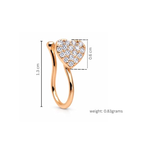 Image of Nilu's Collection Rose Gold American Diamond Non Piercing Nose Pin for Women | Elegant Flower Nose Stud | Minimal Clip-On Nose pin | Anti-Allergy | Anti-Tarnish | Office Wear | Daily Wear | office Wear | Non Piercing